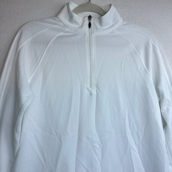 Land's End Verizon White Quarter Zip Pullover Mens Small Casual Workwear Light - Picture 2 of 11
